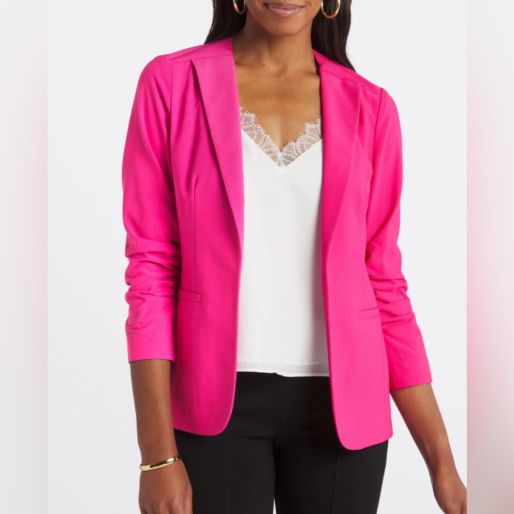 Skies are Blue Collarless Pink Blazer